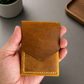 Leather Cash Wallet, Hand Stitched Minimalist Wallet: Cognac