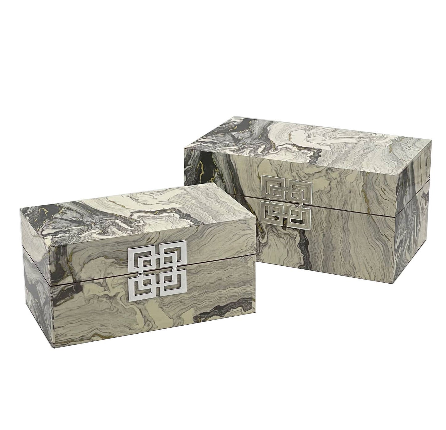 Storage Home Decor Wood Keepsake Box Gift Box Set of 2: Golden