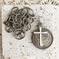 Relic Coin and Cross Necklace: Antique Bronze 30"