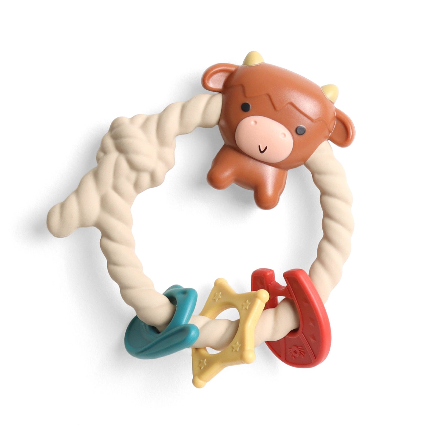 *NEW OPTION* Ritzy Rattle™ Silicone Teether Rattles: Highland Cow