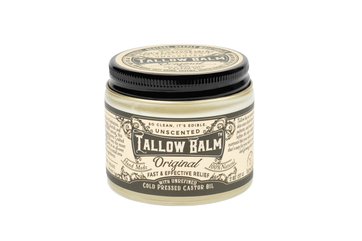Tallow Balm Original- Unscented with Organic Castor Oil