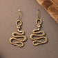 Snake earrings in sterling silver or brass with gems- short: Sterling Silver / Moonstone