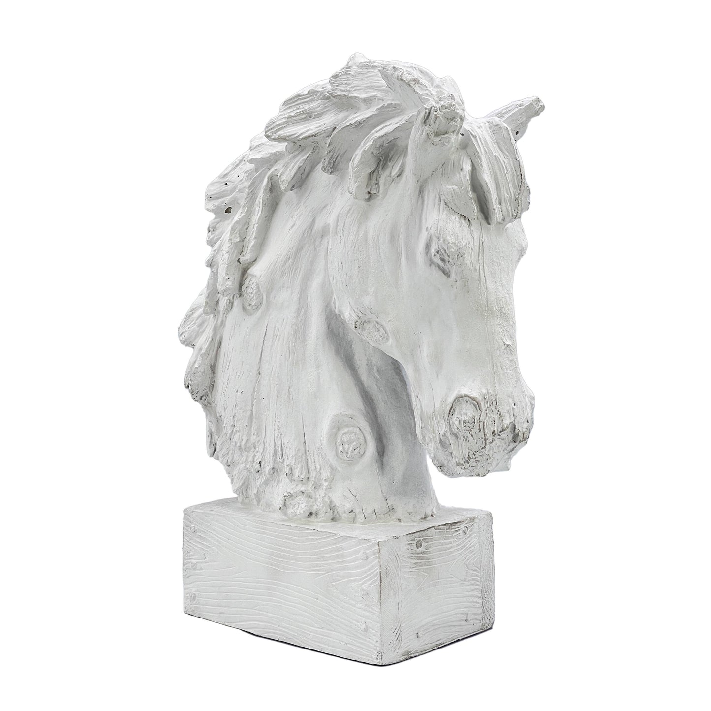 18" Horsehead Wood-Like Carving Statue Centerpiece: Beige