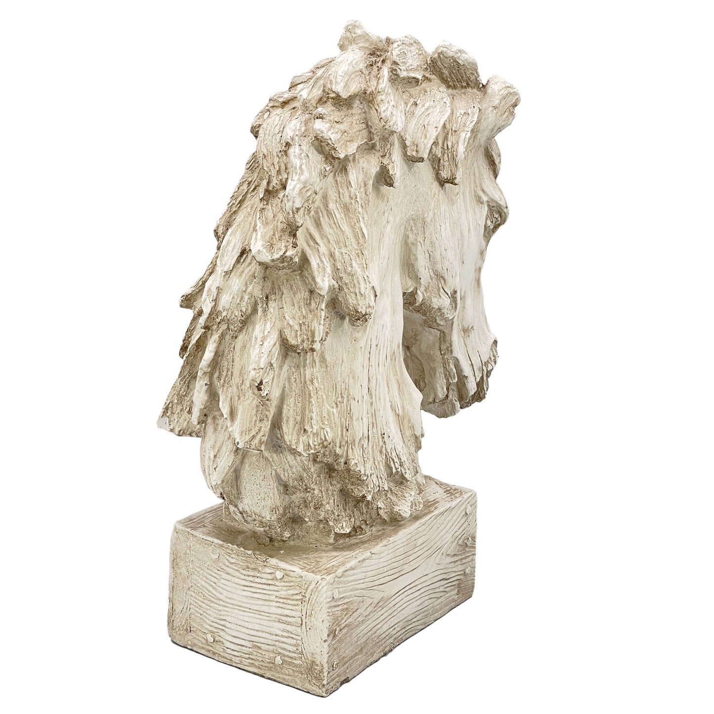 18" Horsehead Wood-Like Carving Statue Centerpiece: Beige