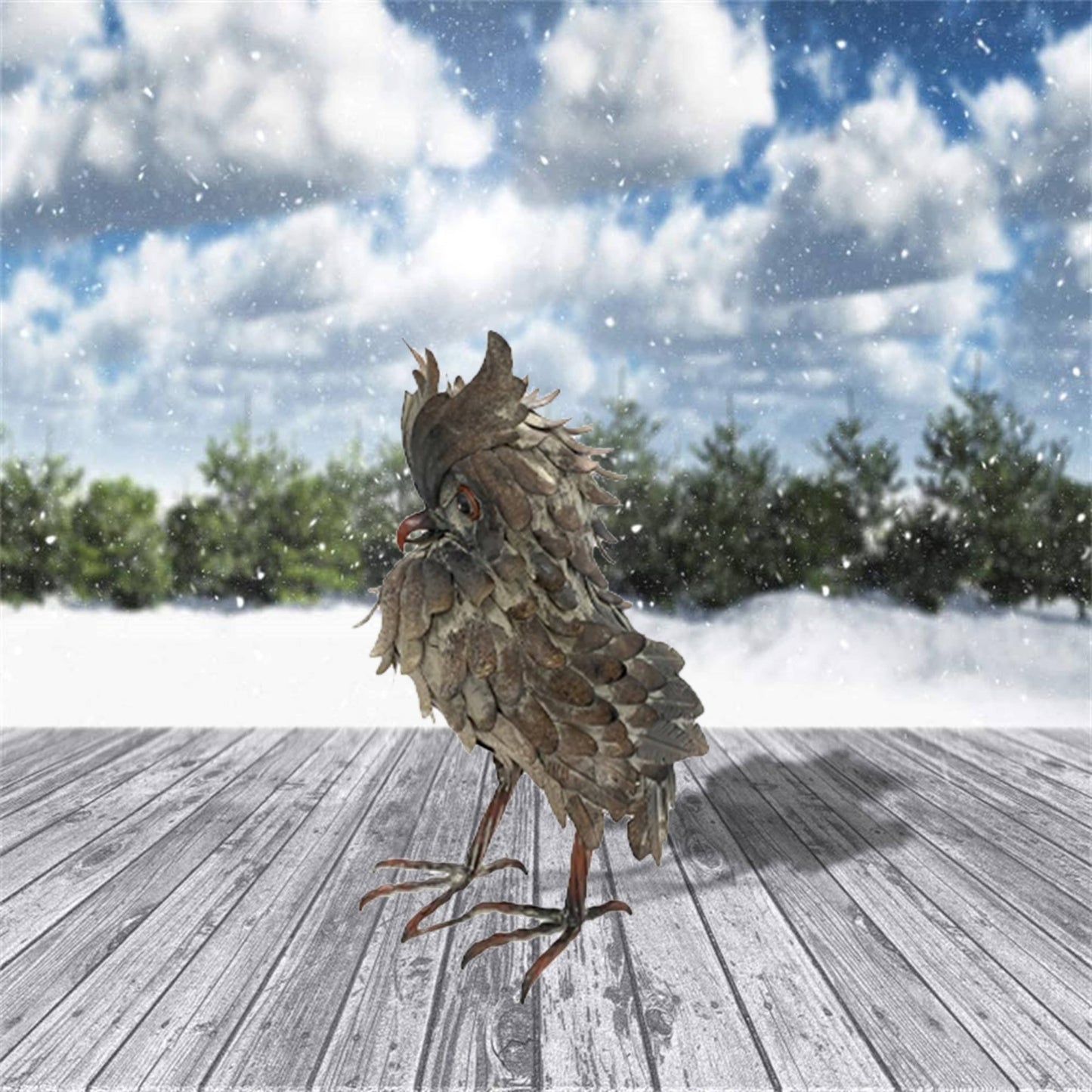 Horned Owl Accent "Hickory" - 16.25" Tall Metal