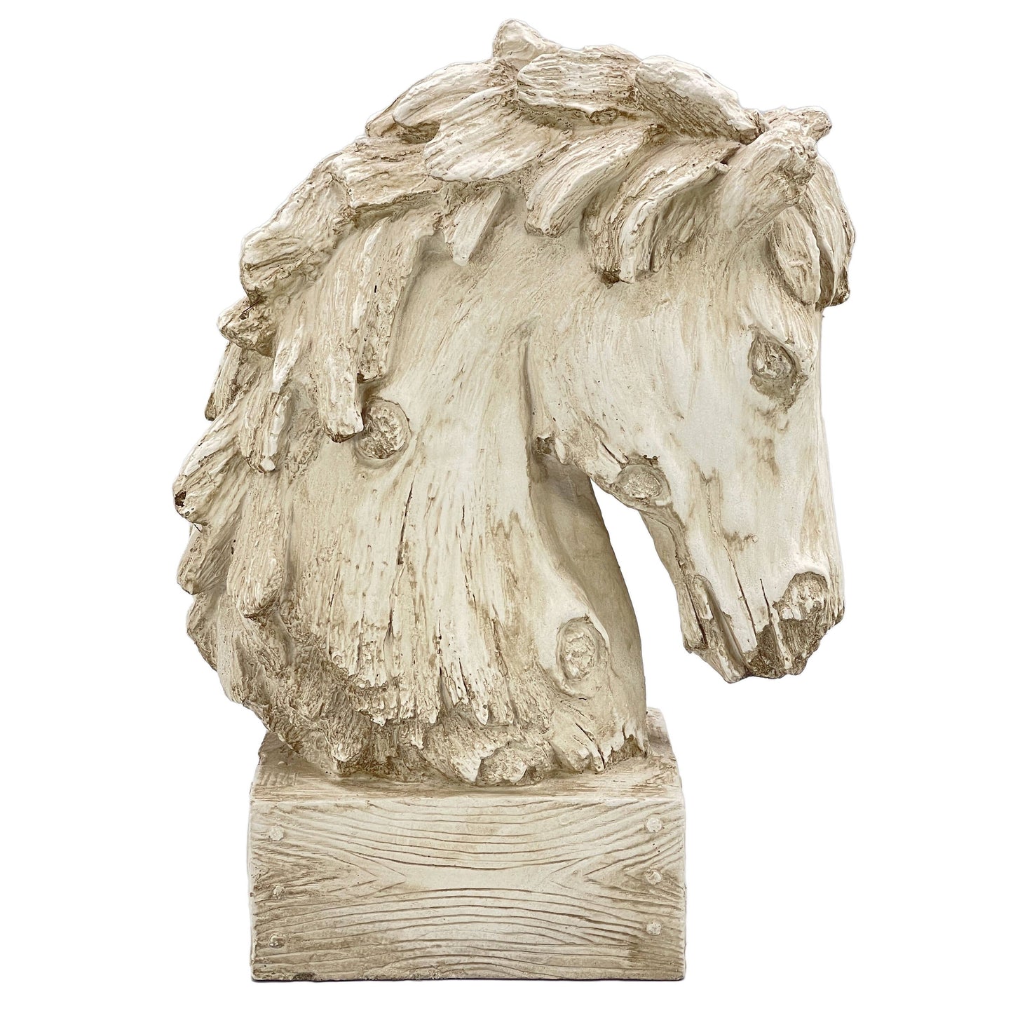 18" Horsehead Wood-Like Carving Statue Centerpiece: Beige