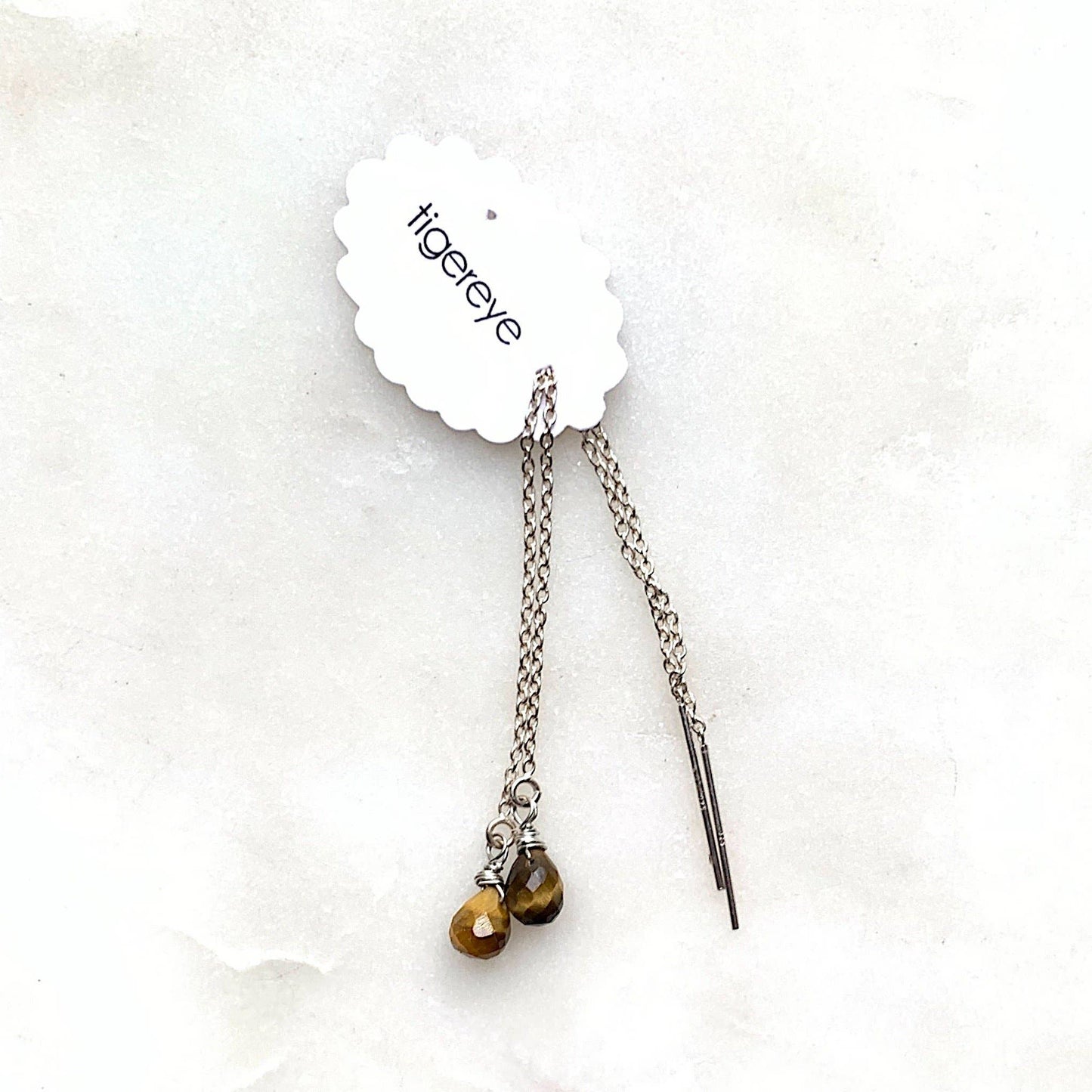 Whisper threaded earrings: Moonstone / Sterling silver
