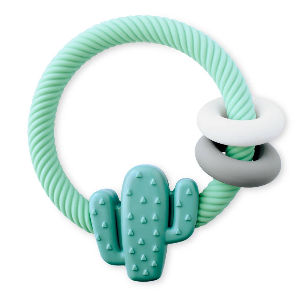 *NEW OPTION* Ritzy Rattle™ Silicone Teether Rattles: Highland Cow