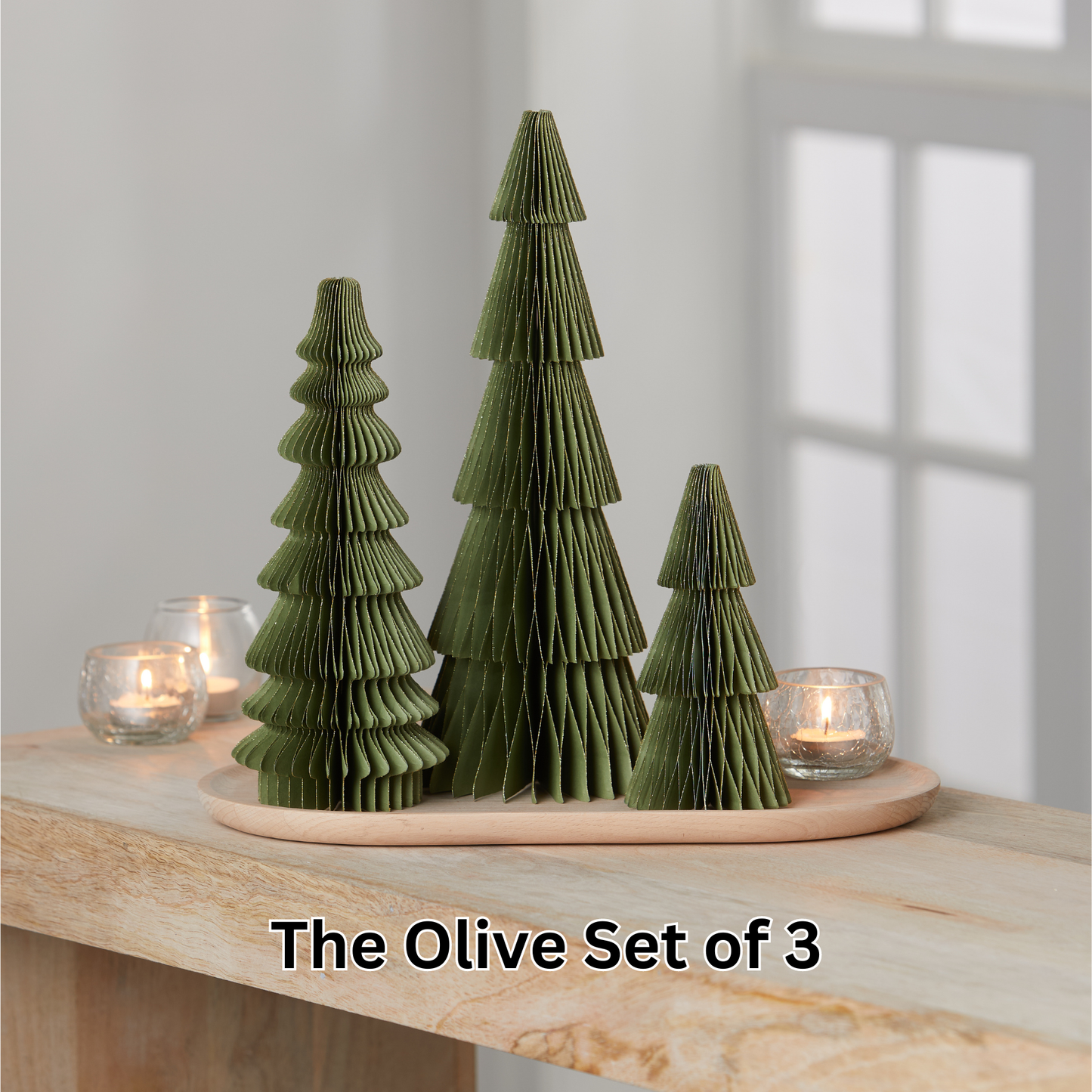 Honeycomb trees, vintage folding paper, Christmas