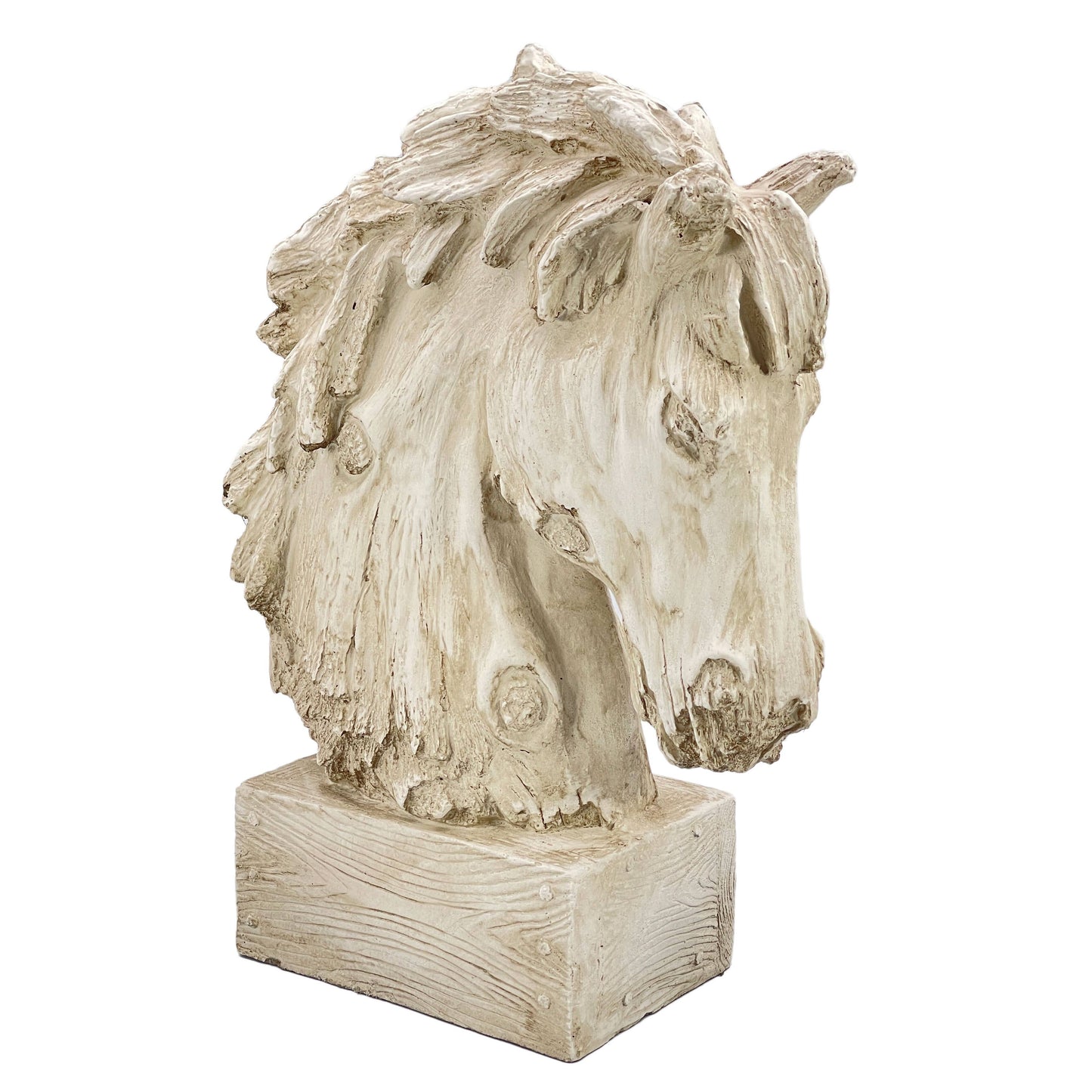 18" Horsehead Wood-Like Carving Statue Centerpiece: Beige