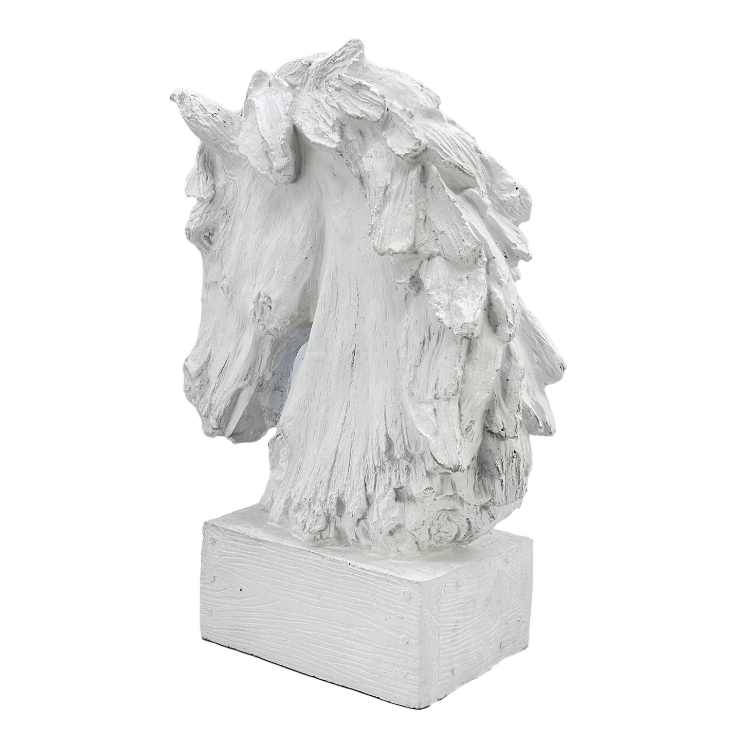 18" Horsehead Wood-Like Carving Statue Centerpiece: Beige
