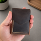 Leather Cash Wallet, Hand Stitched Minimalist Wallet: Dark Brown