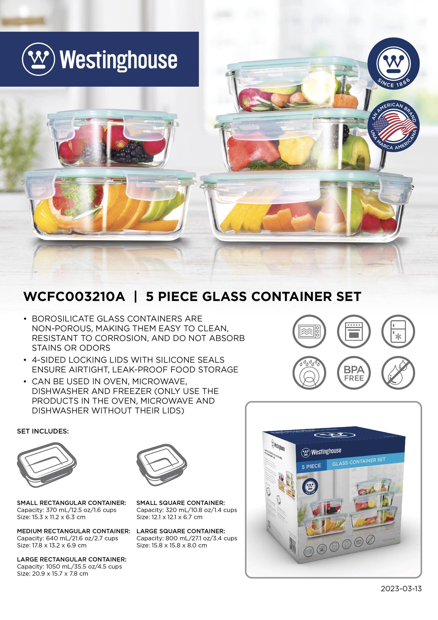 10pcs Westinghouse Glass Food Storage Set