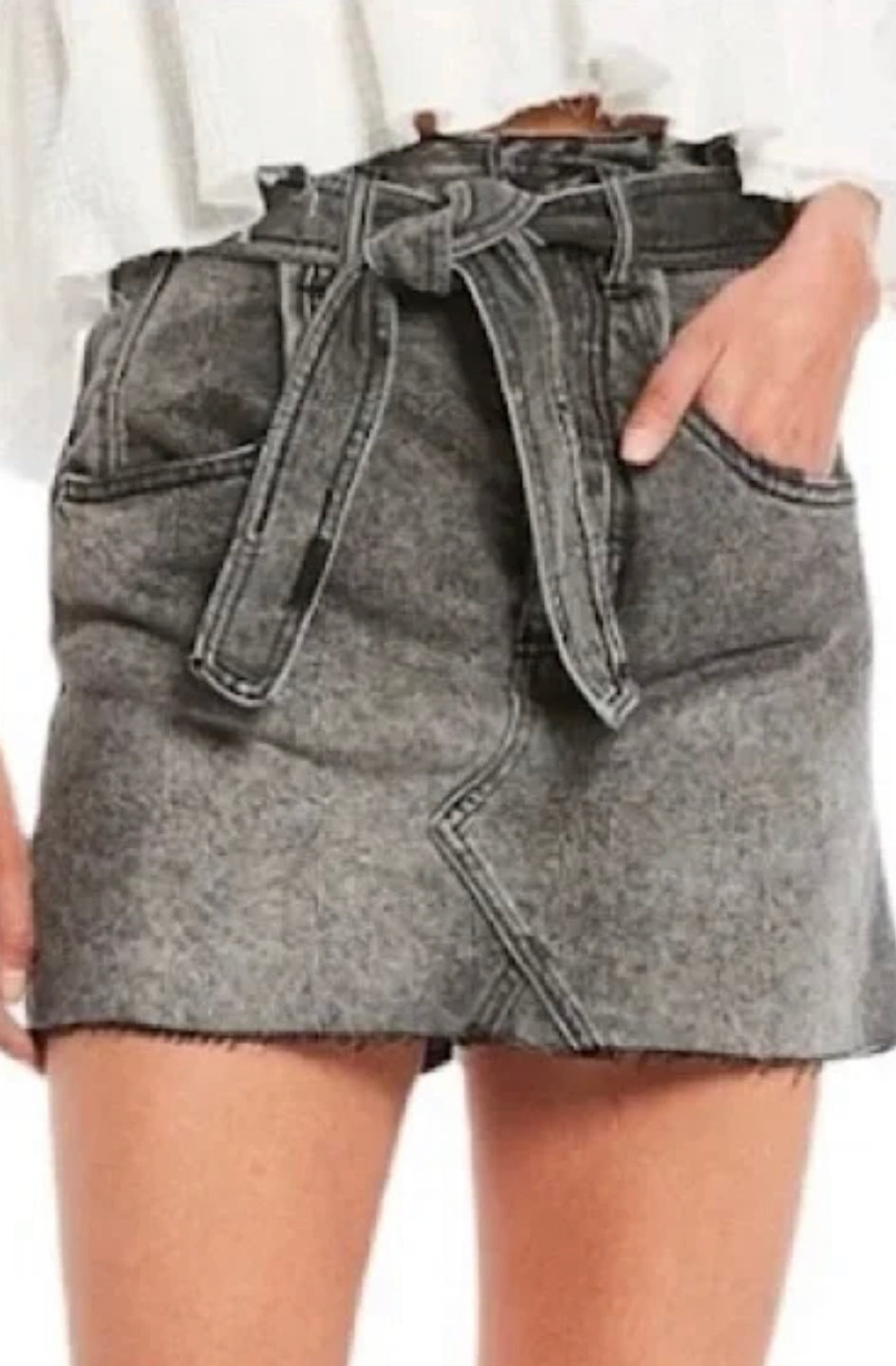 Tie Waist Jean Skirt