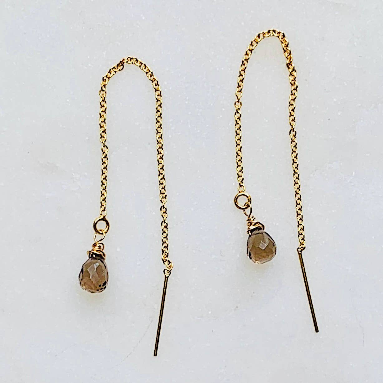 Whisper threaded earrings: Moonstone / Sterling silver