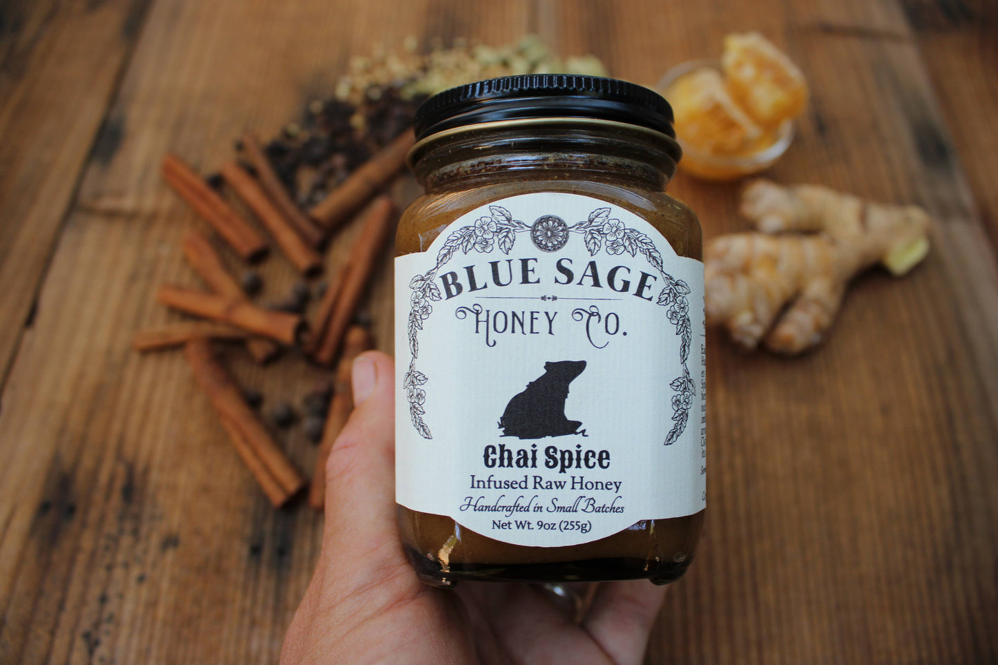 Chai Spice Infused Raw Honey Unique Blend 9 Organic Spices: 9oz