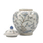 Classic  Floral Ceramic Ginger Jar 10": White & Light Blue