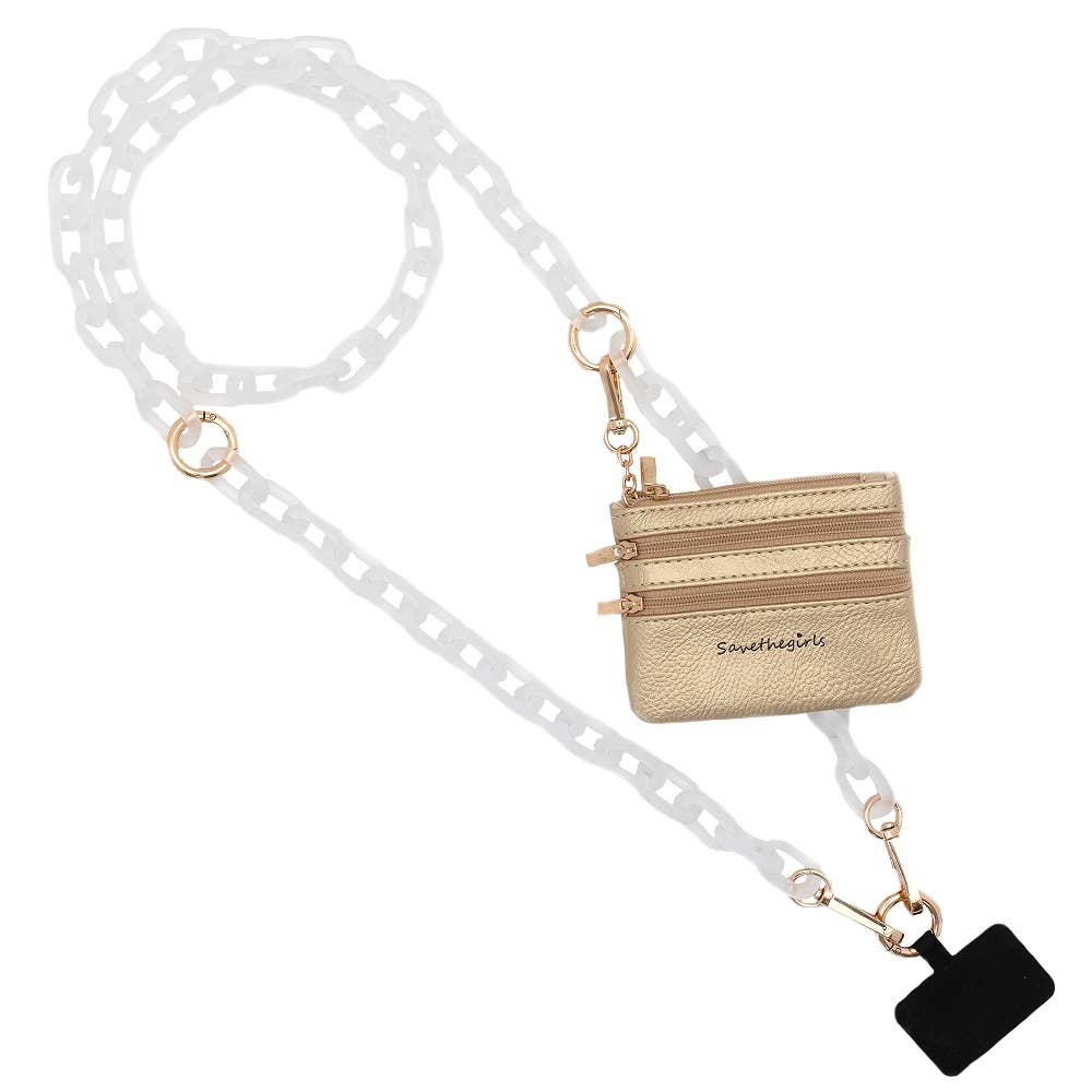 Clip & Go Ice Chain with Pouch: White Chain with Golden Pouch