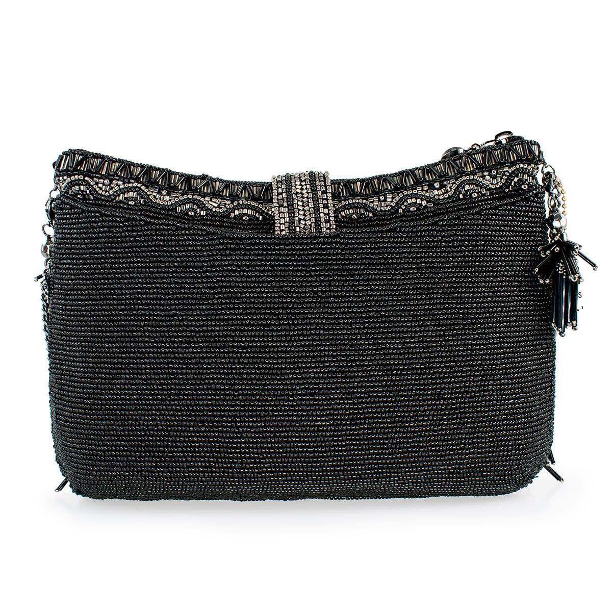 Shimmy, Black Fringe Beaded Crossbody Handbag