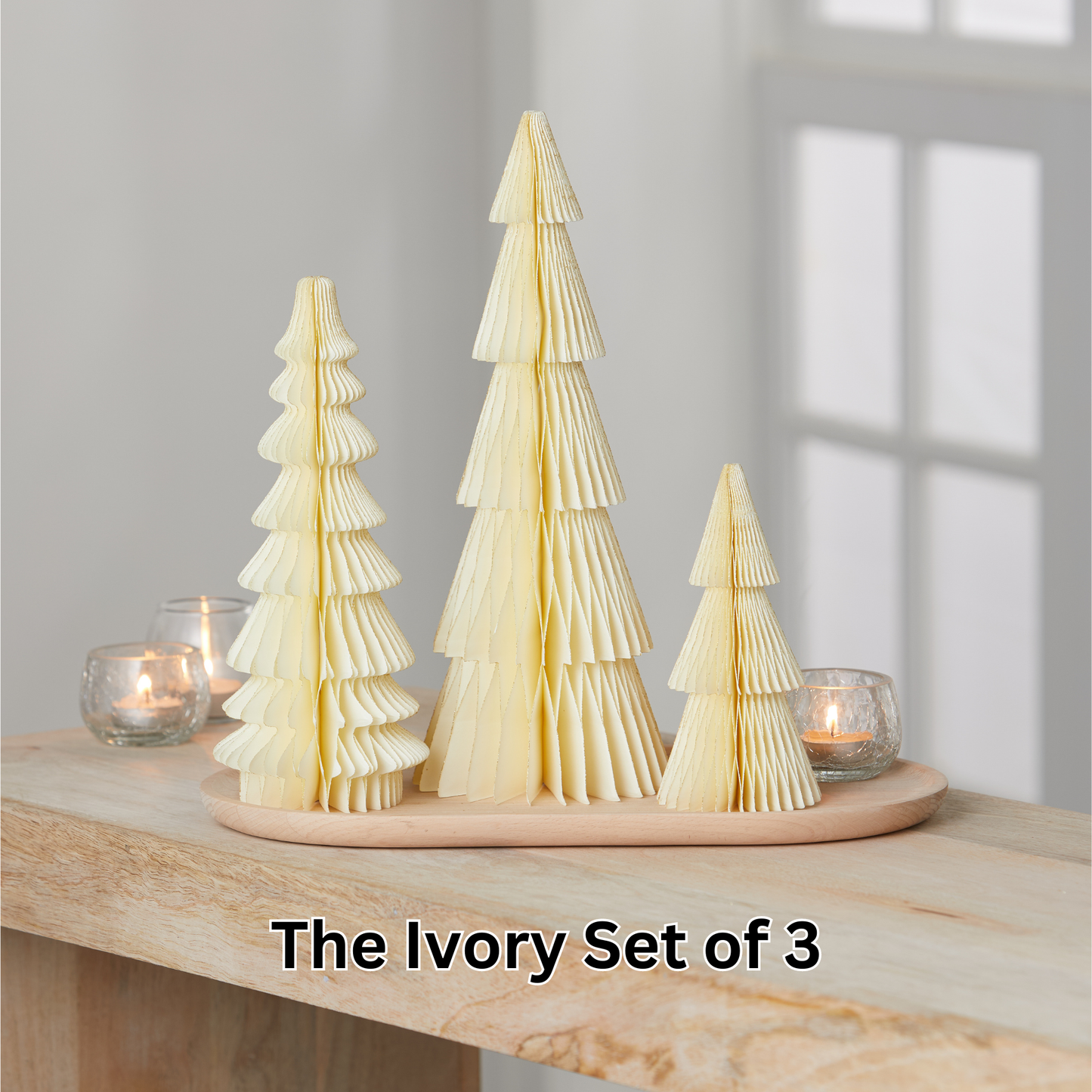 Honeycomb trees, vintage folding paper, Christmas
