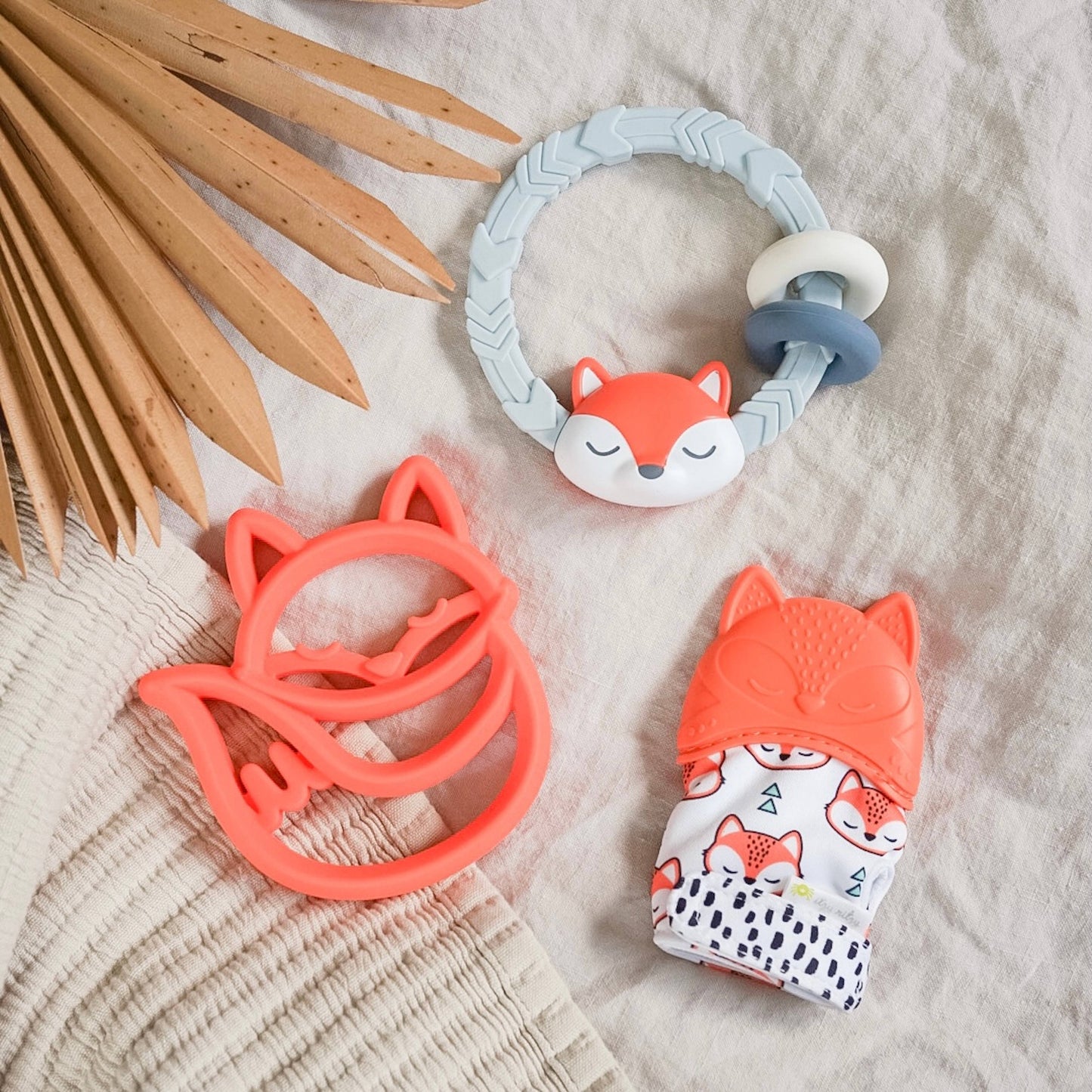 *NEW OPTION* Ritzy Rattle™ Silicone Teether Rattles: Highland Cow
