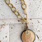 Relic Coin and Cross Necklace: Antique Bronze 30"