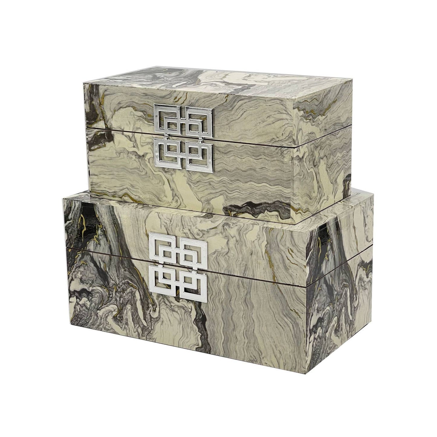 Storage Home Decor Wood Keepsake Box Gift Box Set of 2: Golden