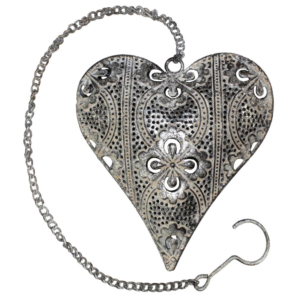 Nika Metal Heart Antq Slver/Ecru - FMA294