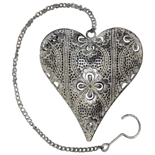 Nika Metal Heart Antq Slver/Ecru - FMA294