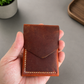 Leather Cash Wallet, Hand Stitched Minimalist Wallet: Brown