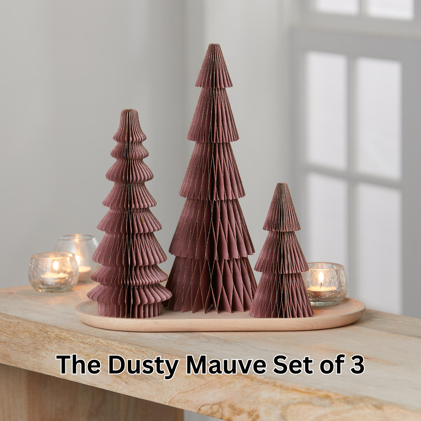 Honeycomb trees, vintage folding paper, Christmas