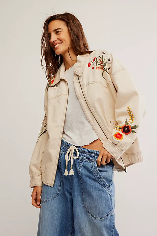 Dusty Trails Denim Bomber Jacket