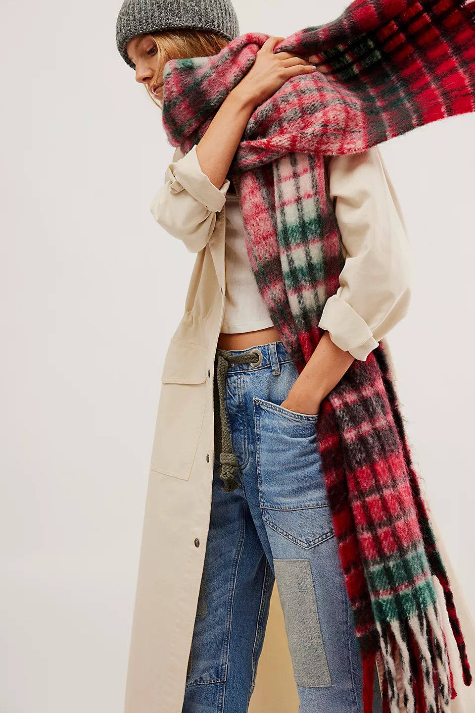 Falling For You Brushed Plaid Scarf