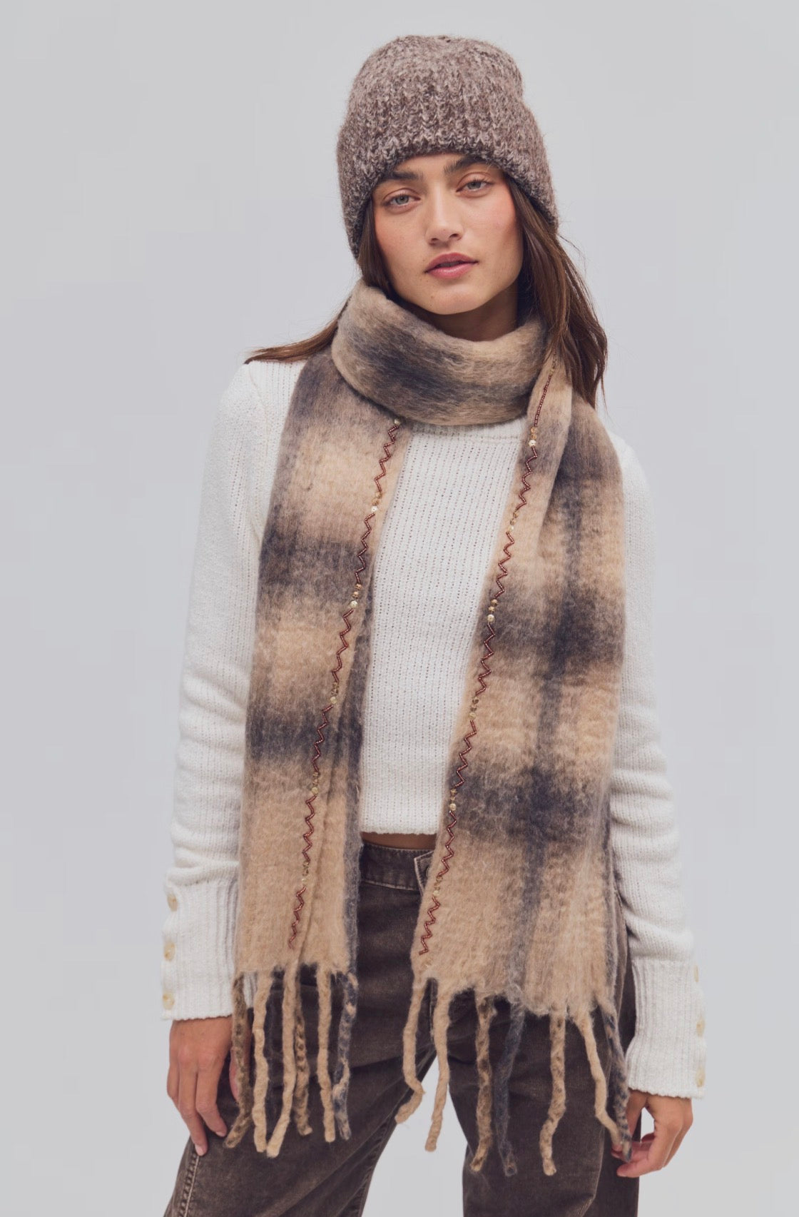 Highland Plaid Skinny Scarf