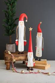 Metal and Wood Santas