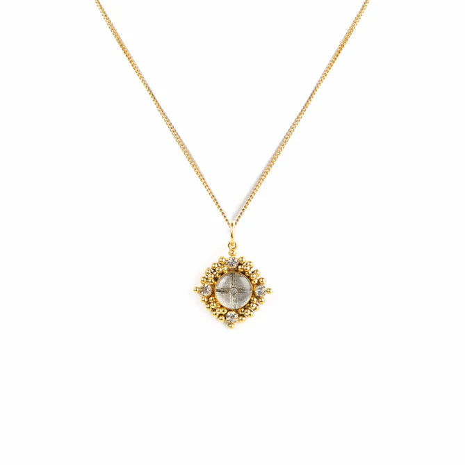 Petite Cloister Zia Charm - Gold 17" 18" 19" 20" Chain