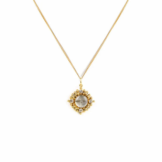 Petite Cloister Zia Charm - Gold 17" 18" 19" 20" Chain