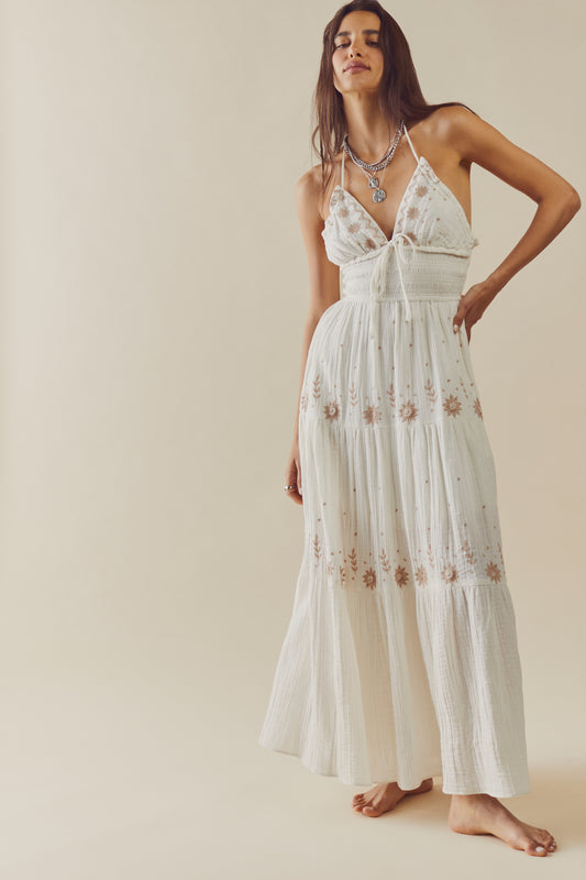 Real Love Embroidered Halter Dress