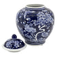 Classic  Floral Ceramic Ginger Jar 10": White & Light Blue