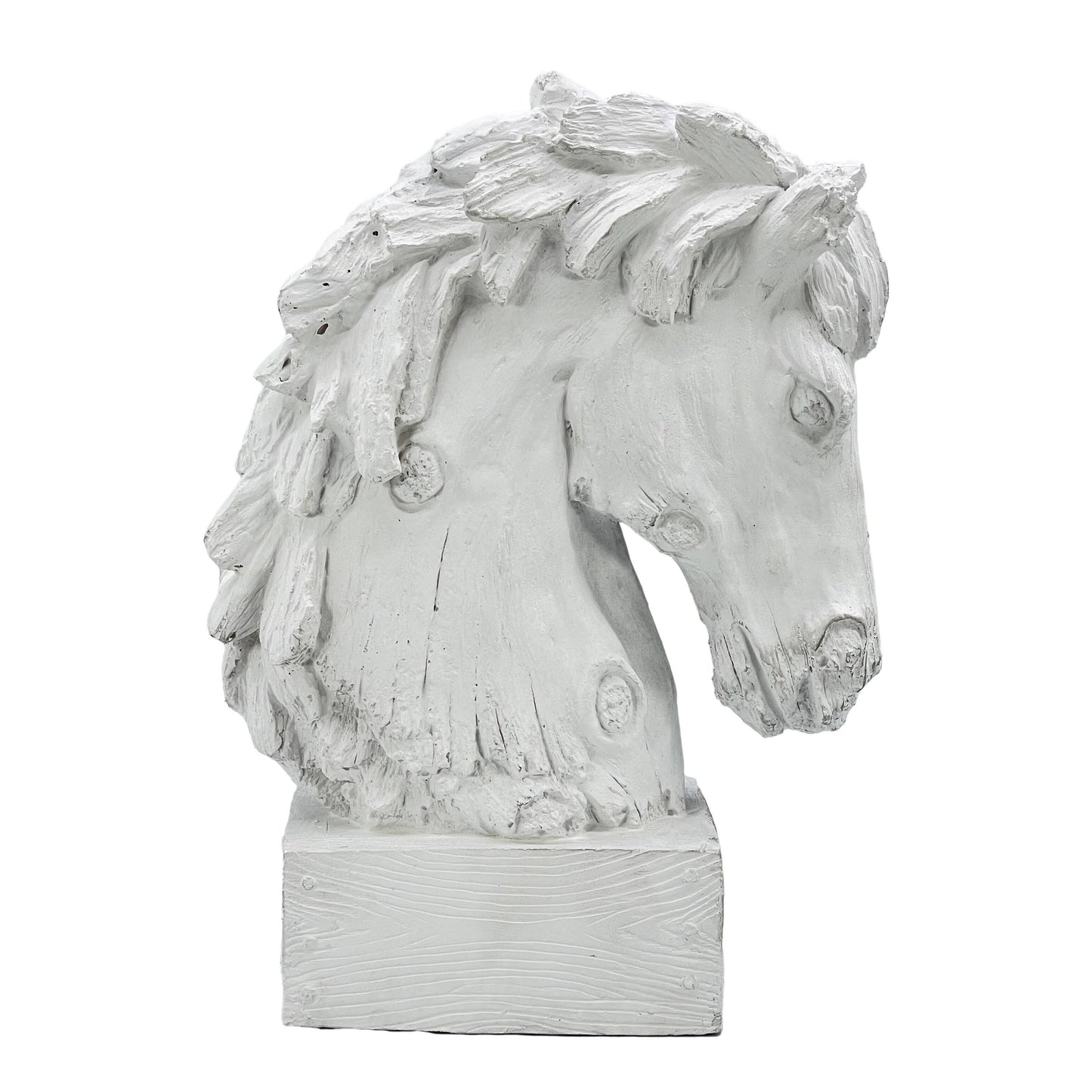 18" Horsehead Wood-Like Carving Statue Centerpiece: Beige
