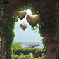 Set of Three Upcycled Metal 3-D Hanging Hearts Ornaments: Burnished Gold