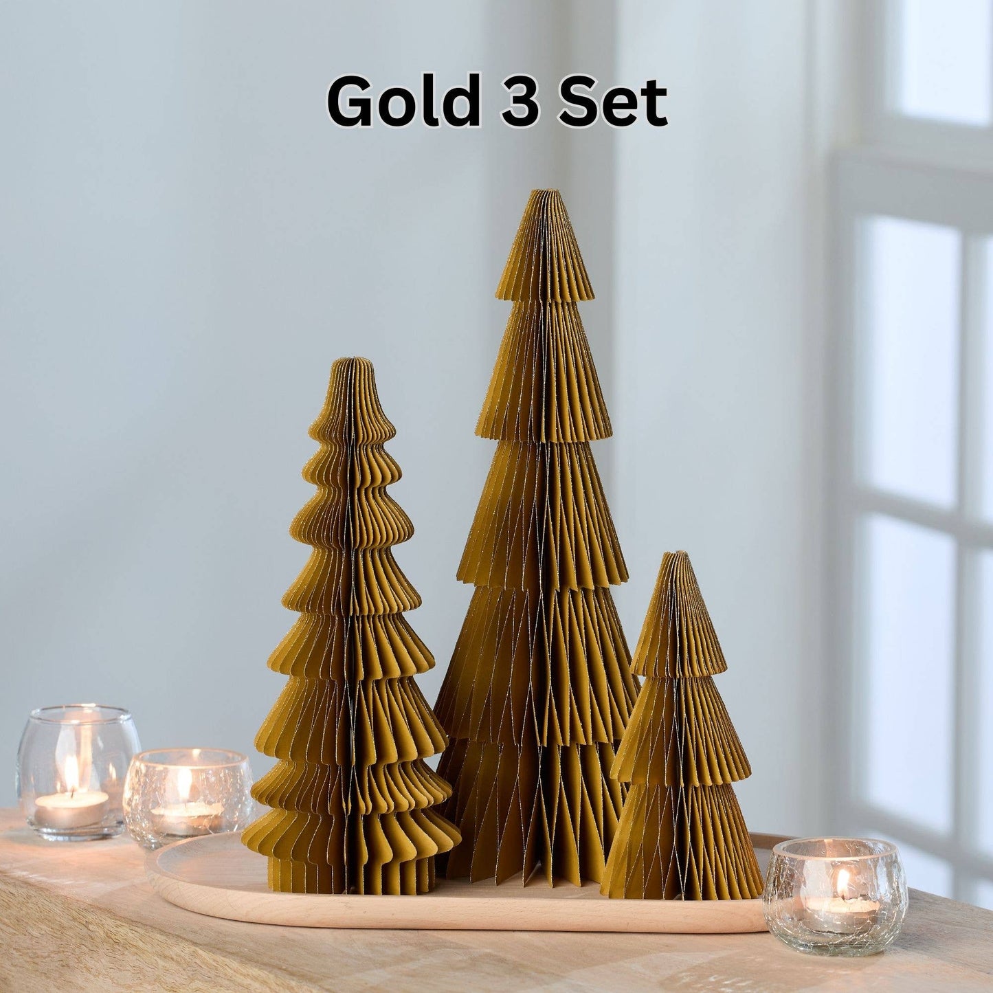 Honeycomb trees, vintage folding paper, Christmas