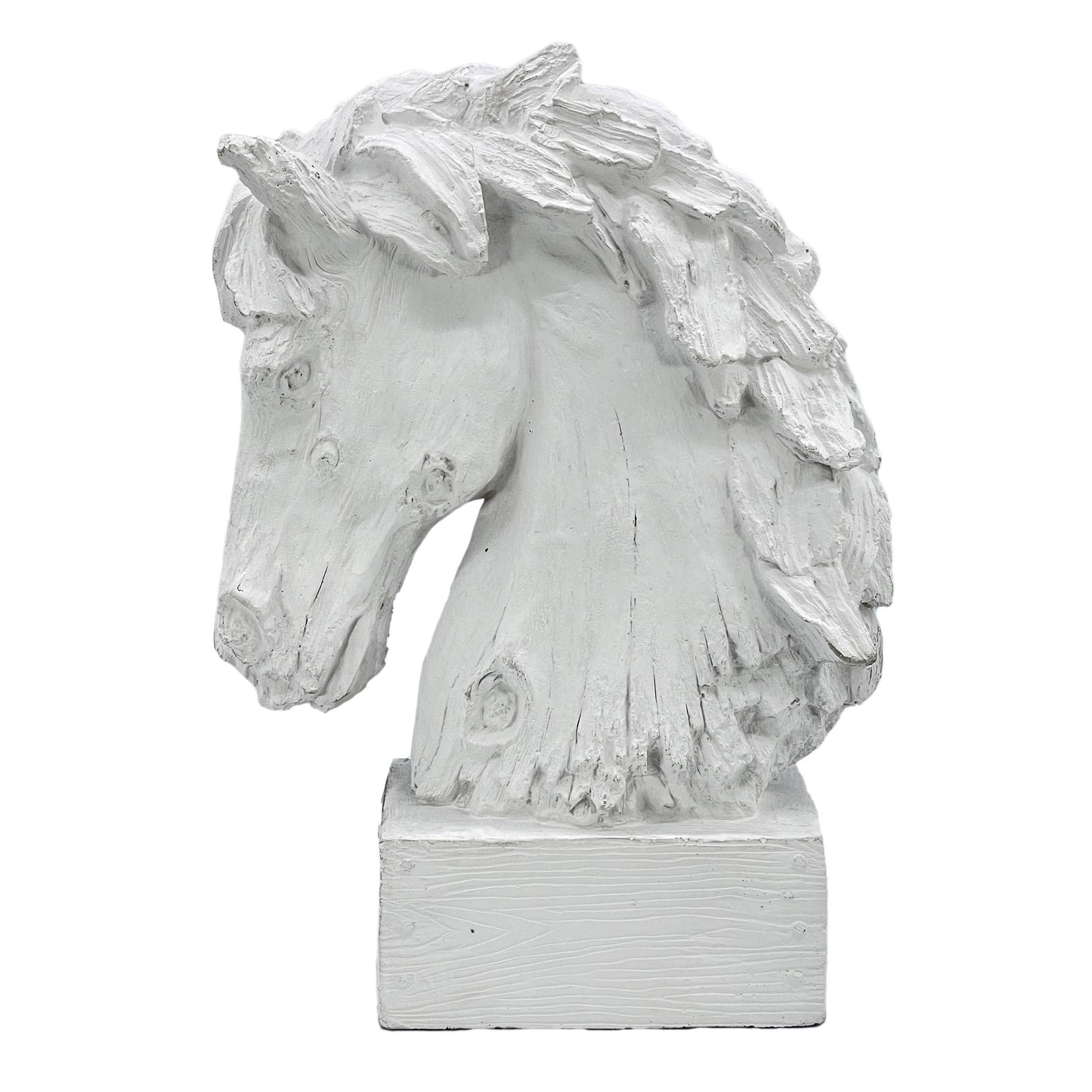 18" Horsehead Wood-Like Carving Statue Centerpiece: Beige