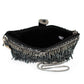Shimmy, Black Fringe Beaded Crossbody Handbag