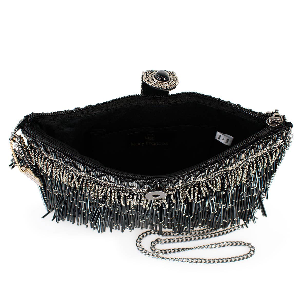 Shimmy, Black Fringe Beaded Crossbody Handbag