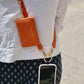 Clip & Go Brushed Vegan Leather Phone Lanyard - Rfid Pouch: Brown - Brown Pouch