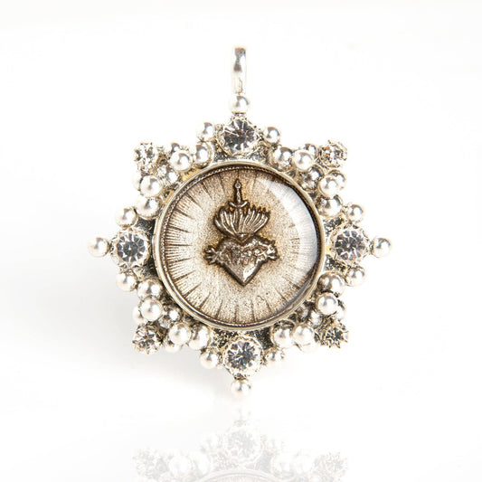 Cloister Sacred Heart Medallion: Silver