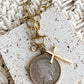 Relic Coin and Cross Necklace: Antique Bronze 30"