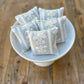 Embroidered White Square Lavender Sachets