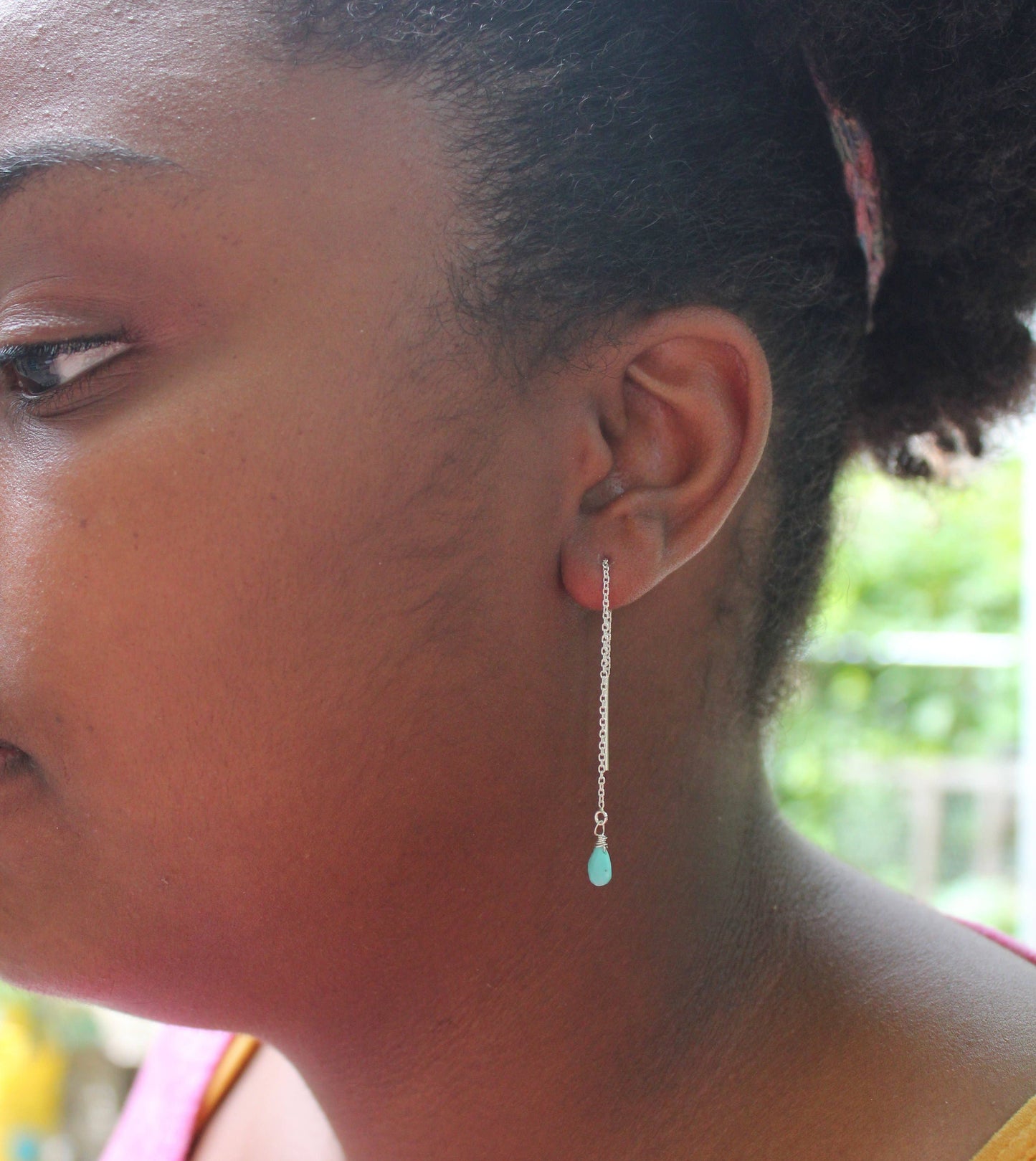 Whisper threaded earrings: Moonstone / Sterling silver